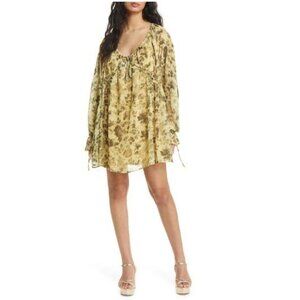 NEW Topshop Cutout Tie Neck Long Sleeve Shift Dress P6263